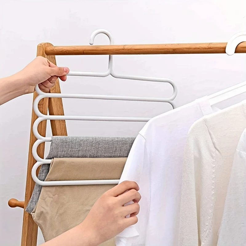 1/5 Stück 5-stufiger Hosenbügel aus Metall, faltbarer, rutschfester Kleiderständer für Krawatten, Hosen, Schals, platzsparender Organizer für Schrank, Kleiderschrank, Zuhause, Wohnheim, Schlafzimmer