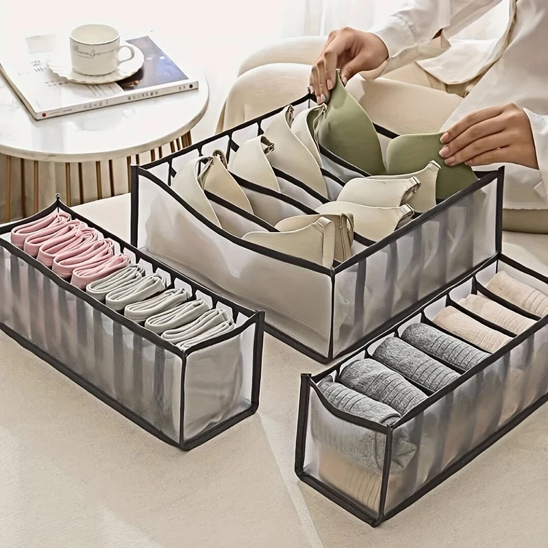 3 Stück Unterwäsche-Aufbewahrungsboxen, Haushaltsfach, Stoff-Kleider-Organizer, Schubladen-Trennwände-Organizer, multifunktionaler Kleiderschrank-Organizer für Höschen, Socken, BH-Aufbewahrung