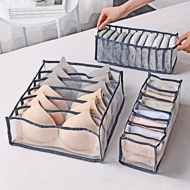 3 Stück Unterwäsche-Aufbewahrungsboxen, Haushaltsfach, Stoff-Kleider-Organizer, Schubladen-Trennwände-Organizer, multifunktionaler Kleiderschrank-Organizer für Höschen, Socken, BH-Aufbewahrung