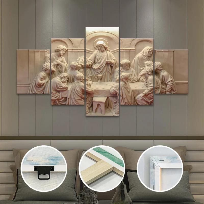 5-teiliges Leinwandposter mit Holzrahmen, religiöse Kunst, Gott-Schöpfer-Leinwandposter, ideales Geschenk für Schlafzimmer, Wohnzimmer, Flur, Wandkunst, Wanddekoration, Winterdeko, Wanddekoration, Raumdekoration