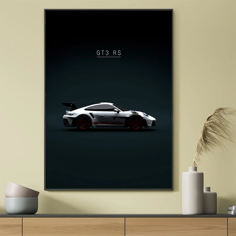 1 Stück ungerahmtes Leinwandposter, Moderne Kunst, GT3 RS Autoposter, Für Schlafzimmer Wohnzimmer Flur, Wandkunst, Wanddekoration, Winterdekor, Raumdekoration