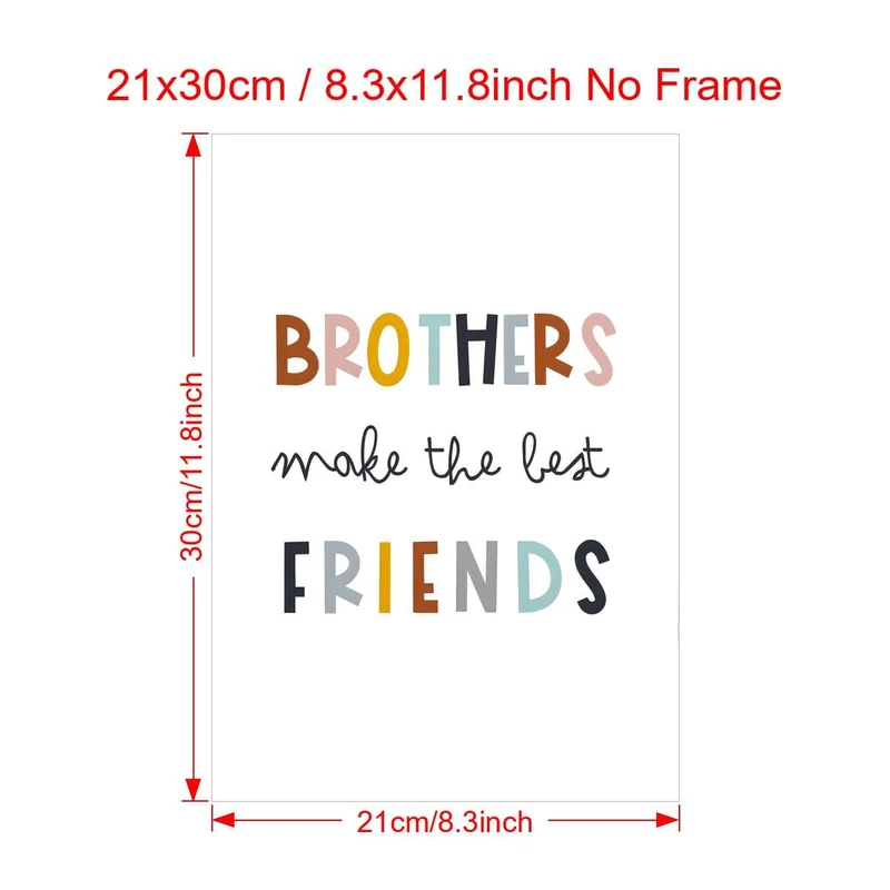 1-teiliges Leinwandposter, Wanddrucke für Jungen, „Brüder sind die besten Freunde“, Wandkunst, neutraler Druck für Kinderzimmer oder Jungenschlafzimmer, skandinavischer Stil, Kinderposter, Kunstwandkunst für Wohnzimmer, Schlafzimmer, Wanddekoration, Heimdekoration, ohne Rahmen