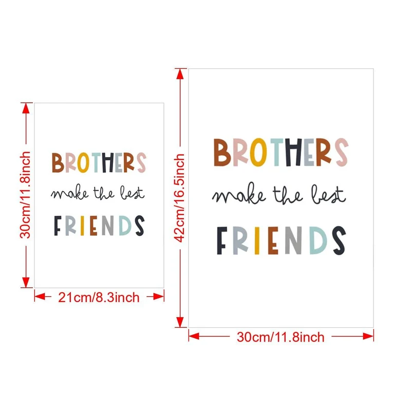 1-teiliges Leinwandposter, Wanddrucke für Jungen, „Brüder sind die besten Freunde“, Wandkunst, neutraler Druck für Kinderzimmer oder Jungenschlafzimmer, skandinavischer Stil, Kinderposter, Kunstwandkunst für Wohnzimmer, Schlafzimmer, Wanddekoration, Heimdekoration, ohne Rahmen