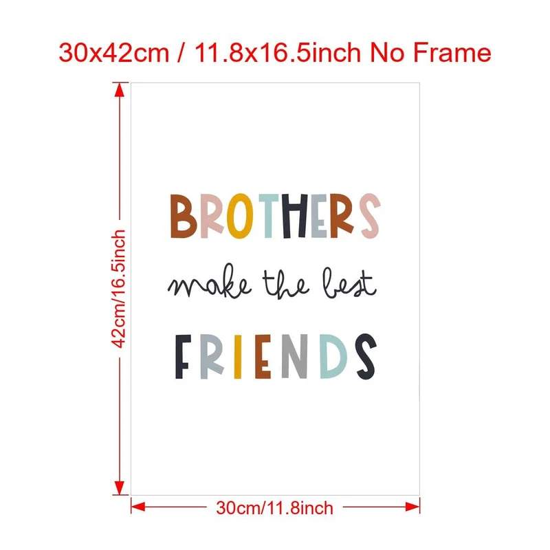 1-teiliges Leinwandposter, Wanddrucke für Jungen, „Brüder sind die besten Freunde“, Wandkunst, neutraler Druck für Kinderzimmer oder Jungenschlafzimmer, skandinavischer Stil, Kinderposter, Kunstwandkunst für Wohnzimmer, Schlafzimmer, Wanddekoration, Heimdekoration, ohne Rahmen