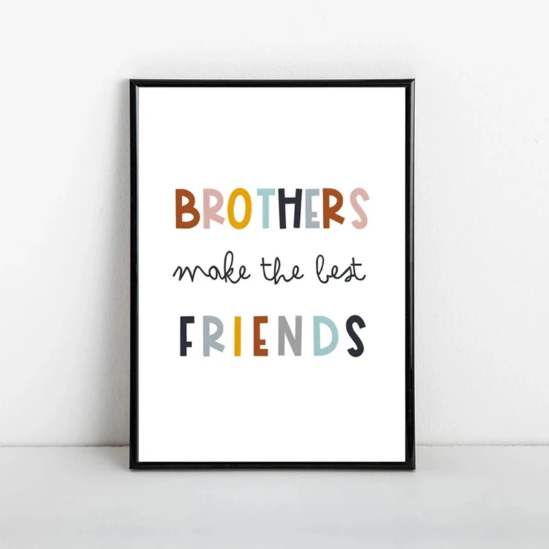 1-teiliges Leinwandposter, Wanddrucke für Jungen, „Brüder sind die besten Freunde“, Wandkunst, neutraler Druck für Kinderzimmer oder Jungenschlafzimmer, skandinavischer Stil, Kinderposter, Kunstwandkunst für Wohnzimmer, Schlafzimmer, Wanddekoration, Heimdekoration, ohne Rahmen