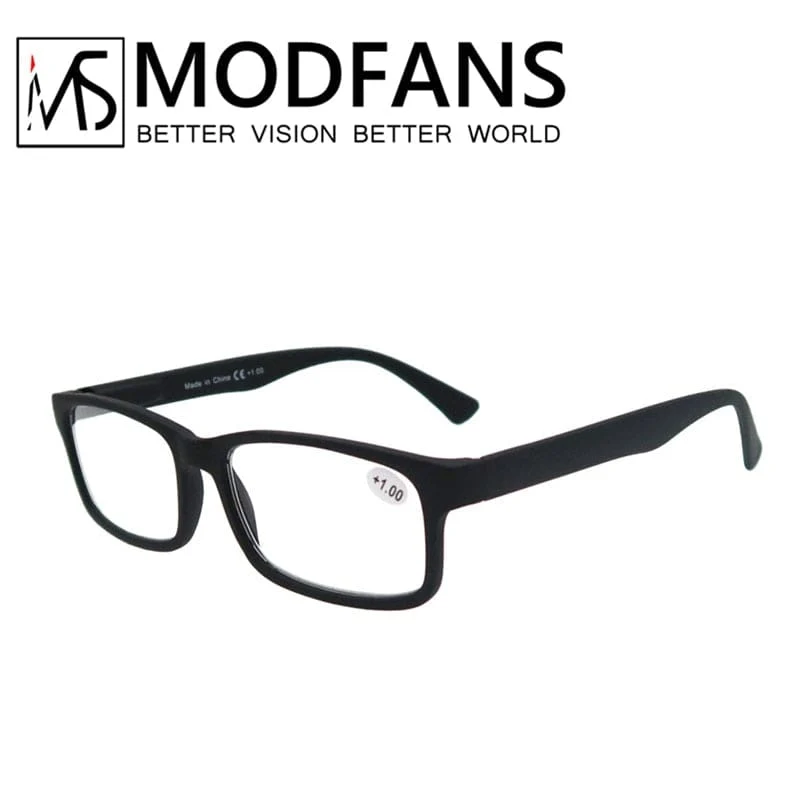 Lesebrille für Männer Frauen Gummi Ultraleicht Weitsichtigkeit Quadratischer Rahmen Federscharnier Bequem mit Dioptrien (Schwarz/Rot/Blau)