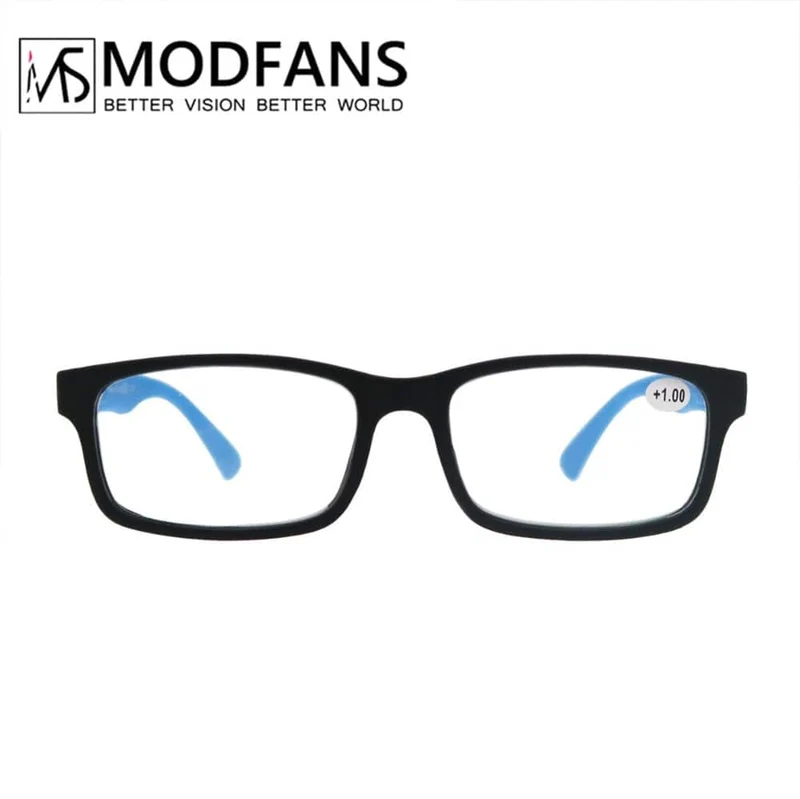 Lesebrille für Männer Frauen Gummi Ultraleicht Weitsichtigkeit Quadratischer Rahmen Federscharnier Bequem mit Dioptrien (Schwarz/Rot/Blau)