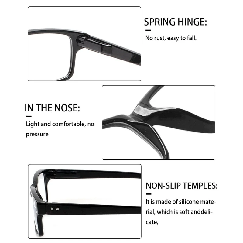 Turezing Classic Federscharnier Schwarze Lesebrille für Männer und Frauen HD Brillen Dioptrien +0.5+1.0+2.0+3.0+4.0+5.0+6.0