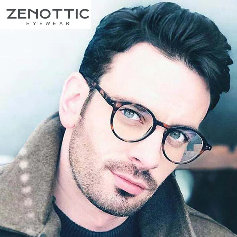 ZENOTTIC Lesebrille mit rundem Rahmen für Männer und Frauen, Computer, optische Brille, Hyperopie, Anti-Blaulicht-Lesebrille