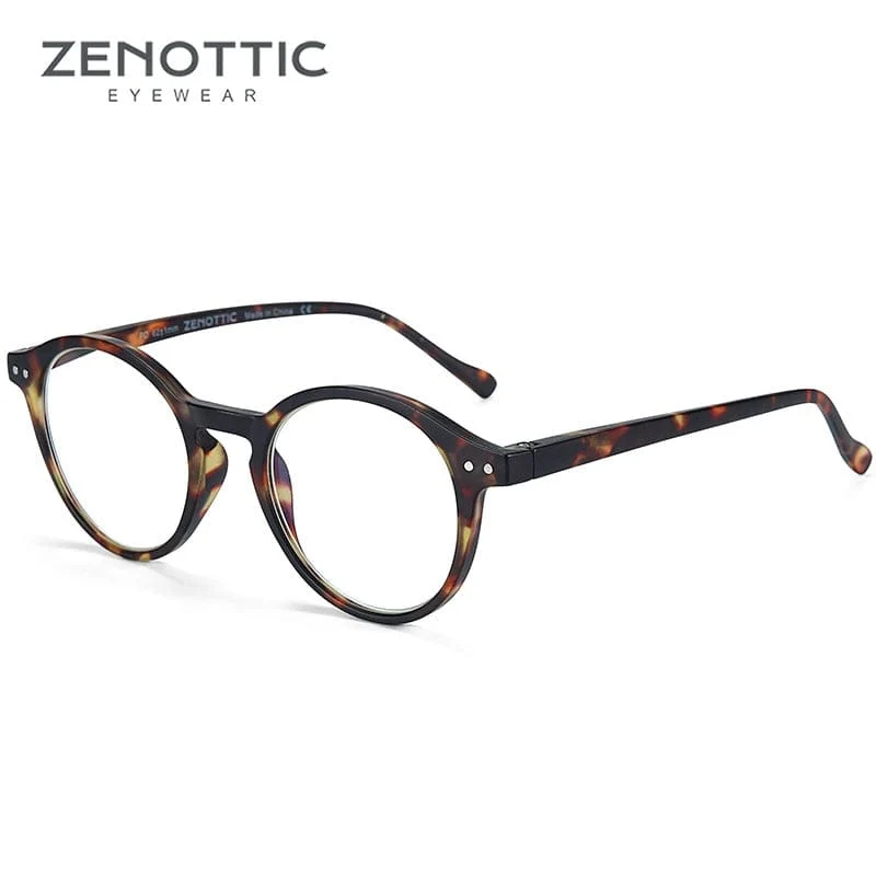 ZENOTTIC Lesebrille mit rundem Rahmen für Männer und Frauen, Computer, optische Brille, Hyperopie, Anti-Blaulicht-Lesebrille