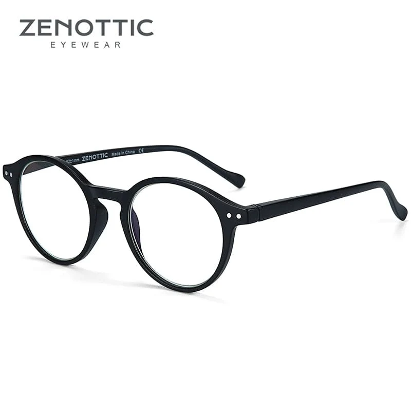 ZENOTTIC Lesebrille mit rundem Rahmen für Männer und Frauen, Computer, optische Brille, Hyperopie, Anti-Blaulicht-Lesebrille