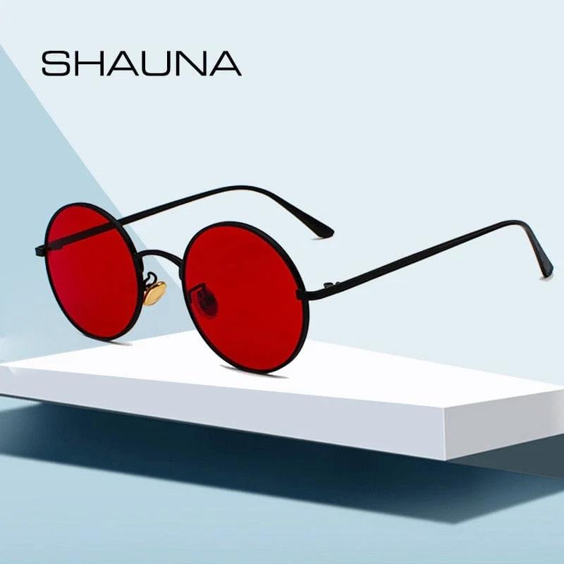 SHAUNA Super Runde Damen Sonnenbrille Marke Designer Mode Herren Dunkelgrüne Brillengläser UV400