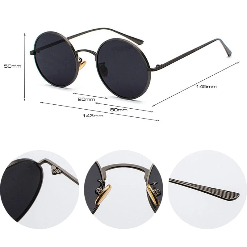 SHAUNA Super Runde Damen Sonnenbrille Marke Designer Mode Herren Dunkelgrüne Brillengläser UV400