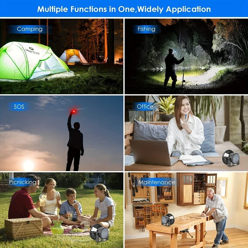 1 Stück wiederaufladbarer Solar-Campingventilator mit LED-Laterne – tragbarer Zeltventilator mit Aufhängehaken für Zuhause, Büro, Zelt und Auto – 4000-mAh-Akku für Notfälle