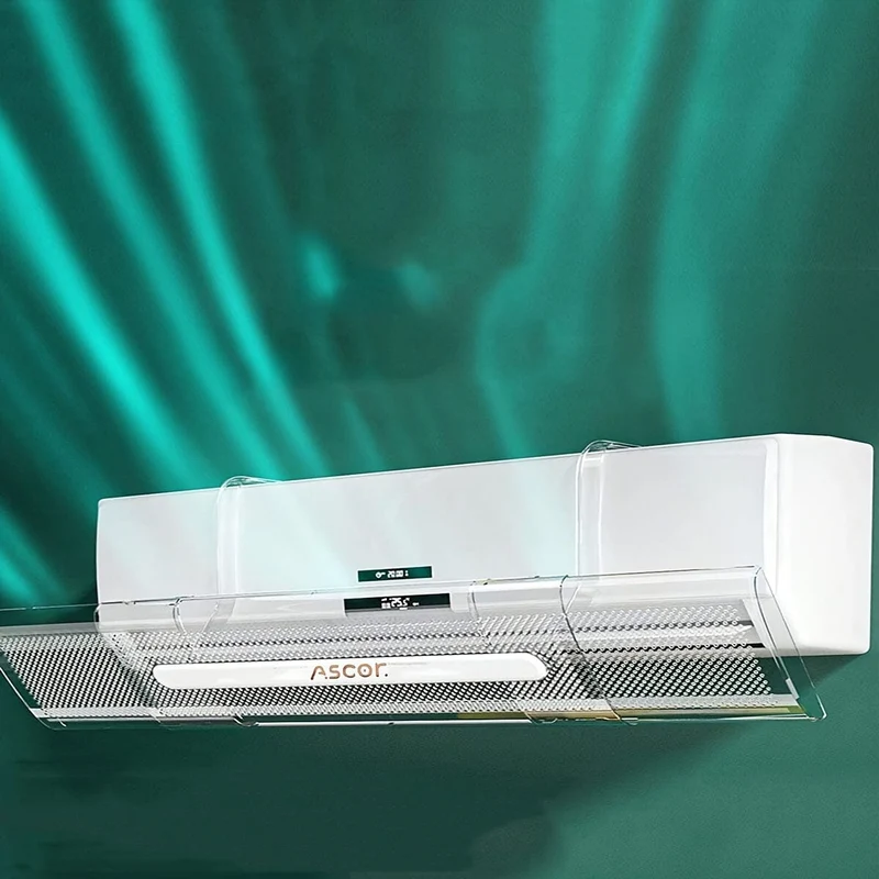 1 Packung Klimaanlage Windschutzscheibe Neues PET Transparente verstellbare Windschutzscheibe Moon Infant Anti-Gerade-Blas-Klimaanlagenabdeckung Klimaanlagenzubehör