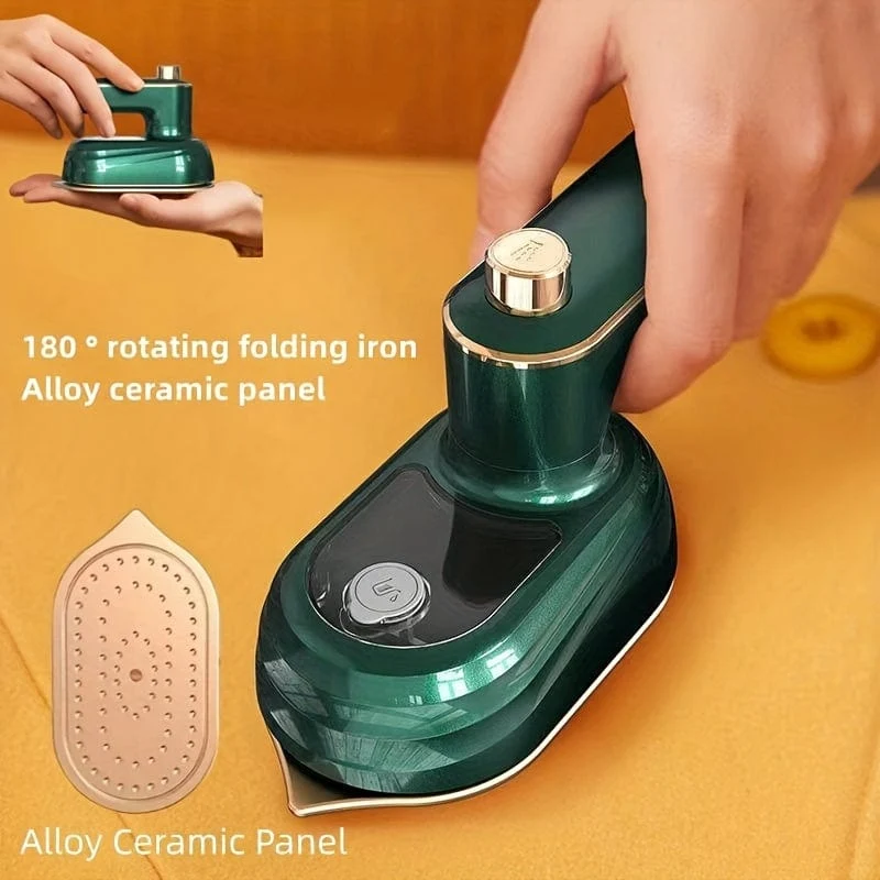 1 Stück Bügelmaschine, elektrisches Bügeleisen, erhältlich in 2 Farben, mit integriertem 50-ml-Wassertank, einem um 180° faltbaren Mini-Bügeleisen, schnelles Aufheizen, schnelle Faltenentfernung, perfekt für Zuhause und auf Reisen, unverzichtbar