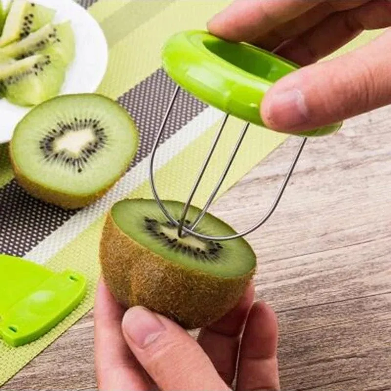 Fast Fruit Kiwi Cutter Peeler Slicer Küchenhelfer Edelstahl Kiwi Peeling Tools Küche Obstsalat Küchenzubehör