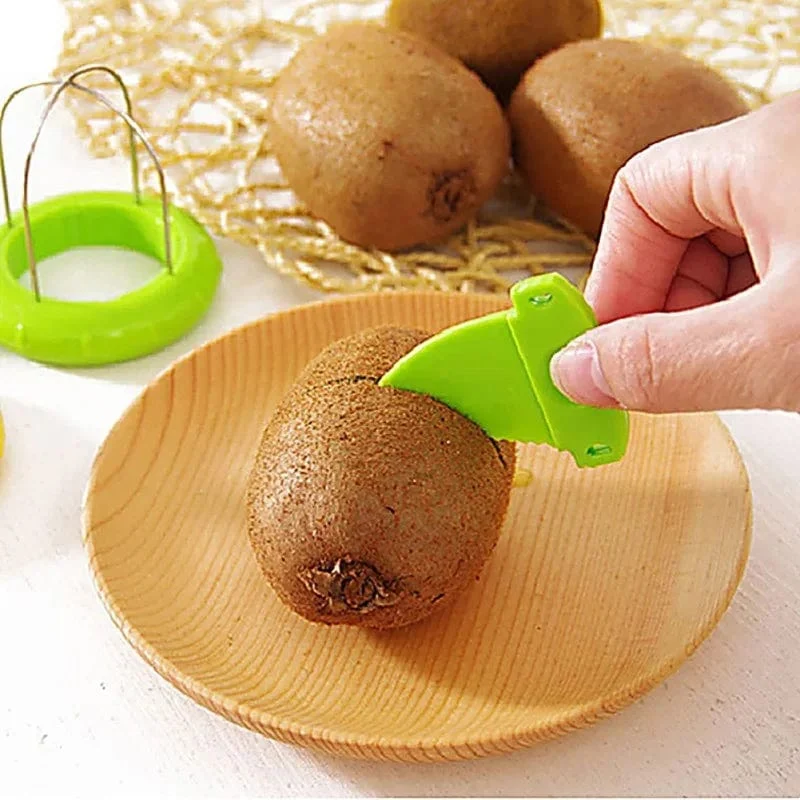 Fast Fruit Kiwi Cutter Peeler Slicer Küchenhelfer Edelstahl Kiwi Peeling Tools Küche Obstsalat Küchenzubehör