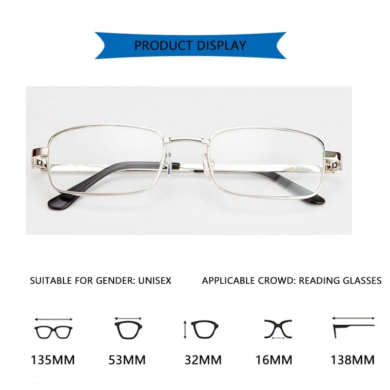 Echtglaslinse Lesebrille Männer Frauen Quadratisch Vollformat Presbyopie Brille Kratzfeste Dioptrienbrille +1.5 2.0 2.5