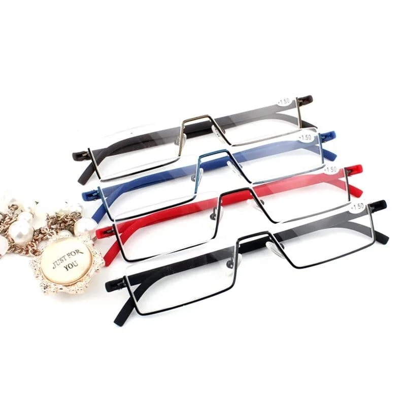 2021 Männer Halbrahmen Comfy Light Lesebrille Tragbare Mode Unisex Brillen Grad +1 + 1.5 + 2 + 2.5 + 3 + 3.5 + 4 Presbyopie-Brille