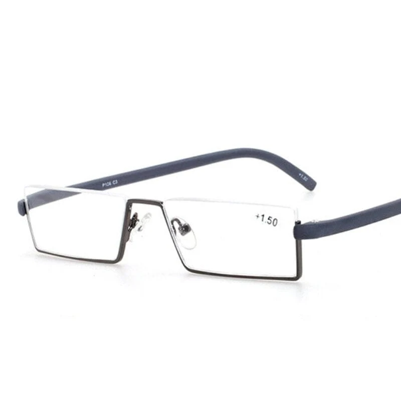2021 Männer Halbrahmen Comfy Light Lesebrille Tragbare Mode Unisex Brillen Grad +1 + 1.5 + 2 + 2.5 + 3 + 3.5 + 4 Presbyopie-Brille