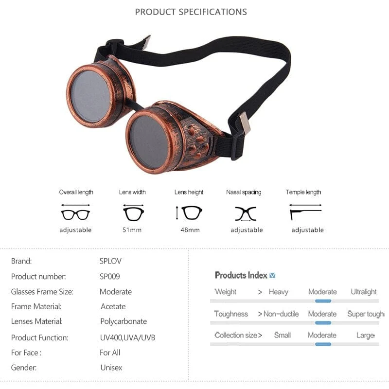 Retro Runde Metall Steampunk Männer Sonnenbrille Frauen Schweißen Mode Cyber ​​Brille Verstellbarer Gürtel Vintage Shades
