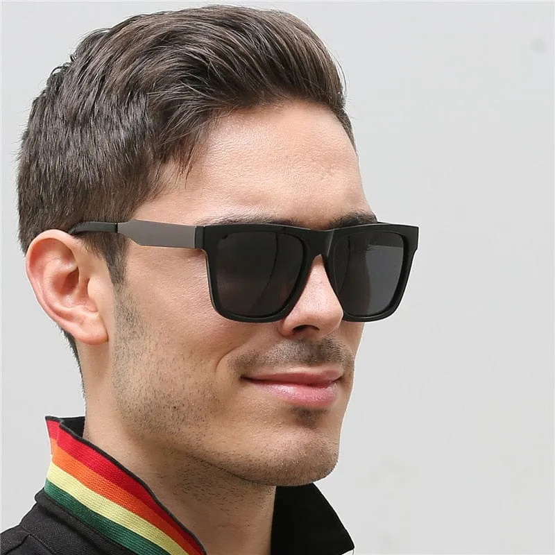 Quadratische polarisierte Retro-Sonnenbrille für Herren zum Autofahren, hochwertige UV400-Schutz-Übergröße, modische Sonnenbrille für Herren mit weitem Bein