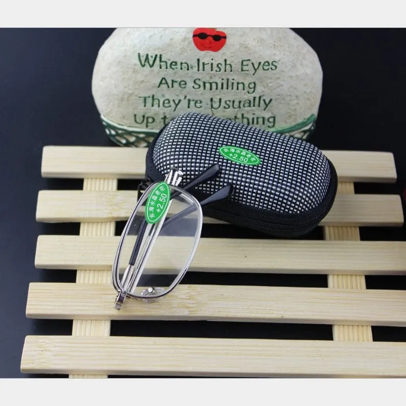 Heiße faltbare klare Männer Frauen Lesebrille Grid Case mit Gürtelclip Alterssichtigkeit +1.0 + 1.5 + 2.0 + 2.5 + 3.0 + 3.5 + 4.0