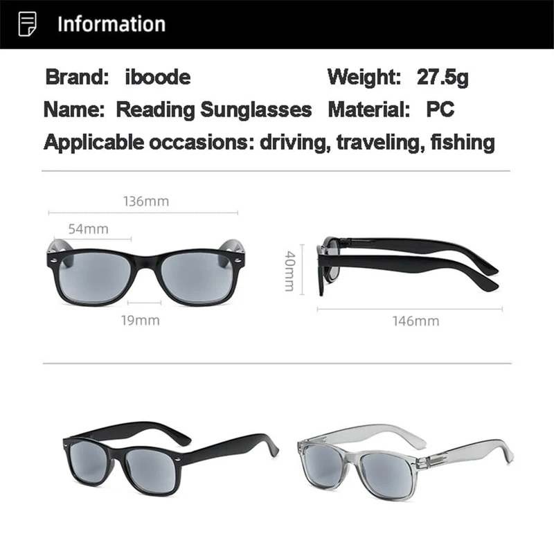 iboode Polarisierte Lesebrille für Herren, fürs Autofahren, Reisen, klassisch, Retro, Presbyopie-Schutzbrille, UV400-Sonnenbrille, Dioptrien +1.0