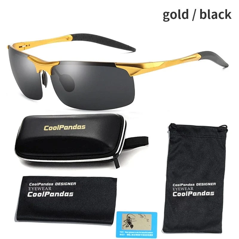 Aluminium-Magnesium-Männer polarisierte Sonnenbrille Aviation HD Fahren Sonnenbrille männliche Sport-Sonnenbrille lunette soleil homme oculos