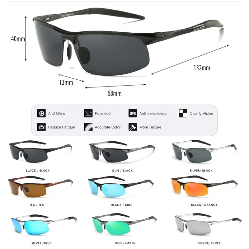 Aluminium-Magnesium-Männer polarisierte Sonnenbrille Aviation HD Fahren Sonnenbrille männliche Sport-Sonnenbrille lunette soleil homme oculos