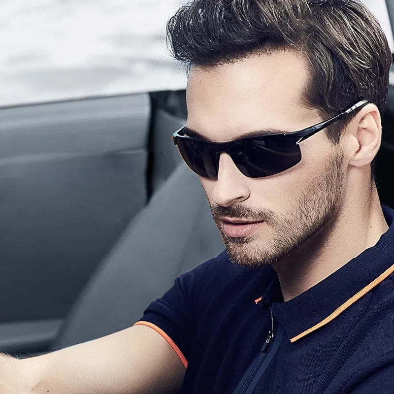 Aluminium-Magnesium-Männer polarisierte Sonnenbrille Aviation HD Fahren Sonnenbrille männliche Sport-Sonnenbrille lunette soleil homme oculos