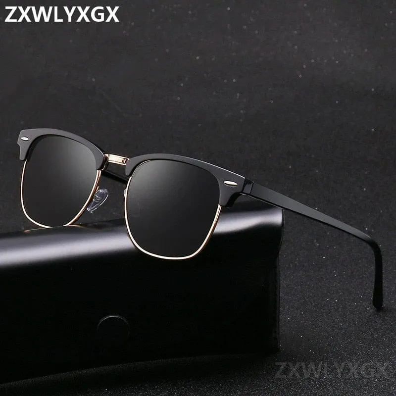 Klassische polarisierte Markendesigner-Sonnenbrille Männer Frauen Retro hochwertige Sonnenbrille Niet weiblich männlich Mode Spiegel Sonnenbrille