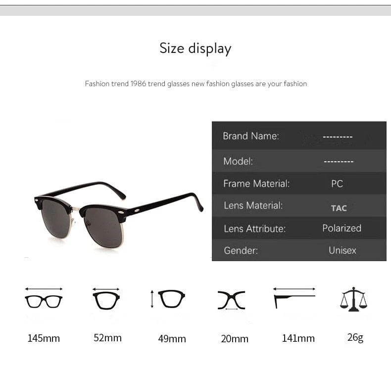 Klassische polarisierte Markendesigner-Sonnenbrille Männer Frauen Retro hochwertige Sonnenbrille Niet weiblich männlich Mode Spiegel Sonnenbrille