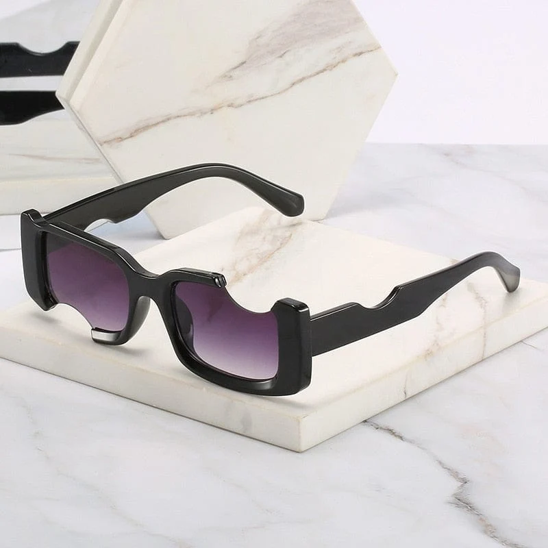 Kleine rechteckige Sonnenbrille für Herren und Damen, Vintage, quadratisch, schwarz, mit Farbverlauf, Sonnenbrille, modische Persönlichkeit, Retro-Markenbrille