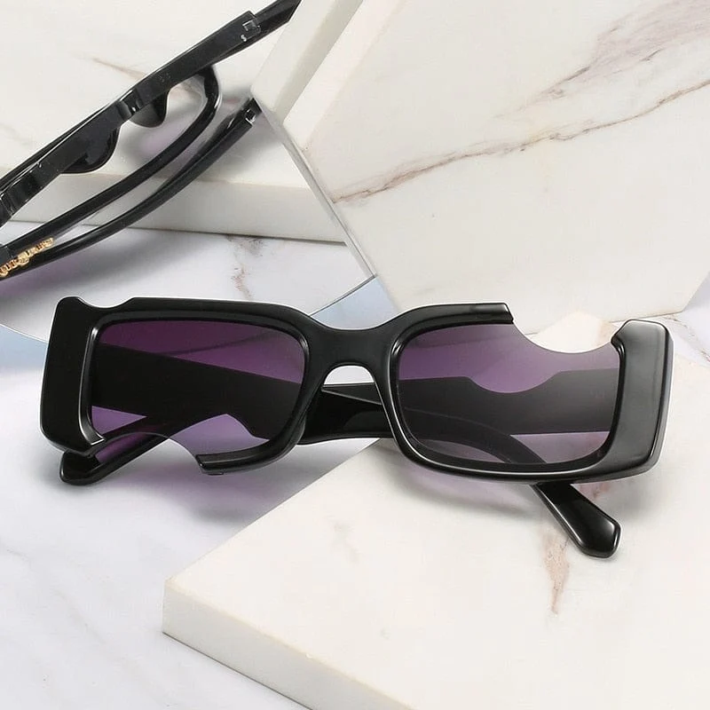 Kleine rechteckige Sonnenbrille für Herren und Damen, Vintage, quadratisch, schwarz, mit Farbverlauf, Sonnenbrille, modische Persönlichkeit, Retro-Markenbrille