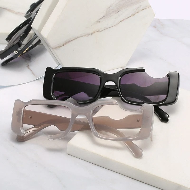Kleine rechteckige Sonnenbrille für Herren und Damen, Vintage, quadratisch, schwarz, mit Farbverlauf, Sonnenbrille, modische Persönlichkeit, Retro-Markenbrille