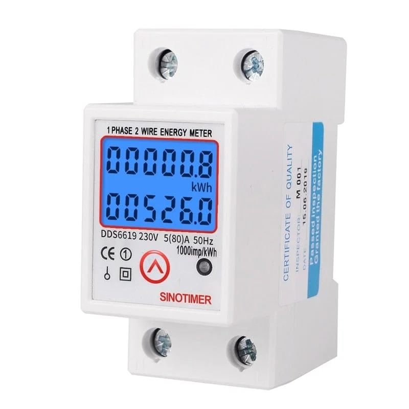 DIN-Schiene, digital, einphasig, Null-Energiezähler, kWh-Spannung, Strom, Stromverbrauch, Wattmeter, Strom 220 V AC