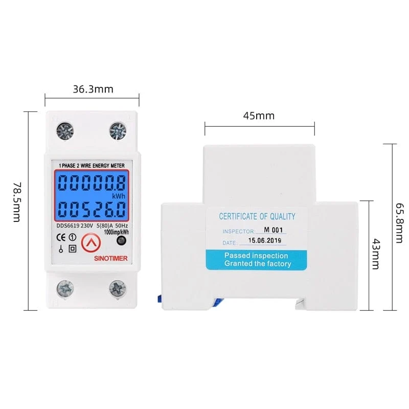 DIN-Schiene, digital, einphasig, Null-Energiezähler, kWh-Spannung, Strom, Stromverbrauch, Wattmeter, Strom 220 V AC