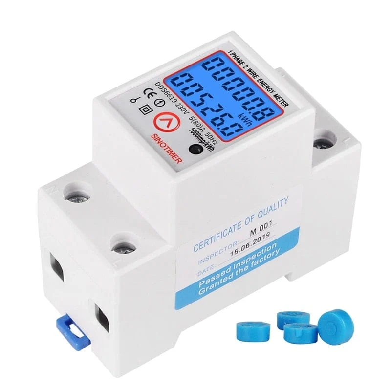 DIN-Schiene, digital, einphasig, Null-Energiezähler, kWh-Spannung, Strom, Stromverbrauch, Wattmeter, Strom 220 V AC