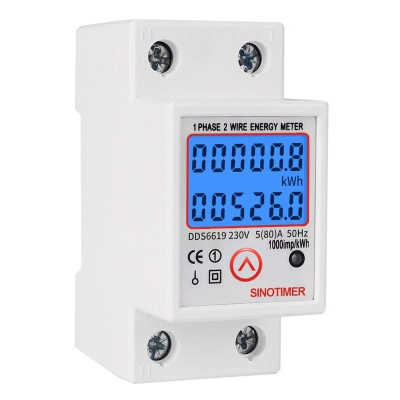 DIN-Schiene, digital, einphasig, Null-Energiezähler, kWh-Spannung, Strom, Stromverbrauch, Wattmeter, Strom 220 V AC