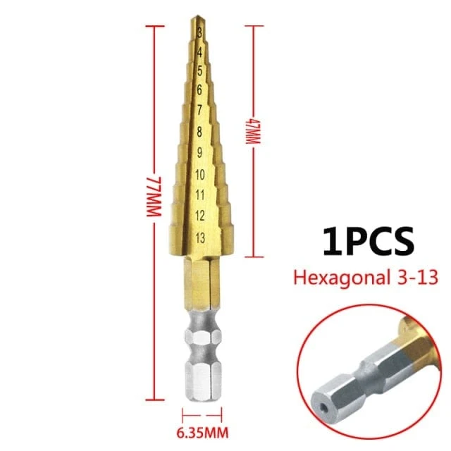 3-12 mm 4-12 mm 4-20 mm HSS-Stufenbohrer-Set mit gerader Nut, titanbeschichtetes Holz-Metall-Lochschneider-Kernbohrer-Set