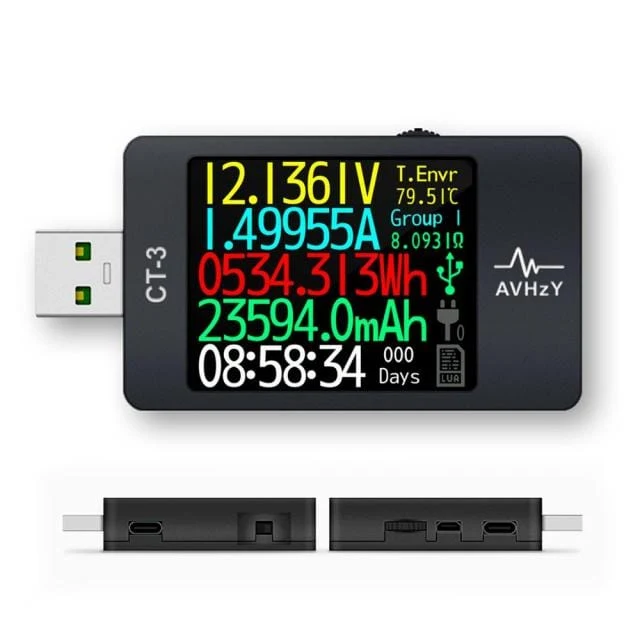 USB 3.1 Power Meter Tester Digitalmultimeter Stromtester Spannungsprüfer Lua Interpreter integriert DC 26V 6A AVHzY CT3
