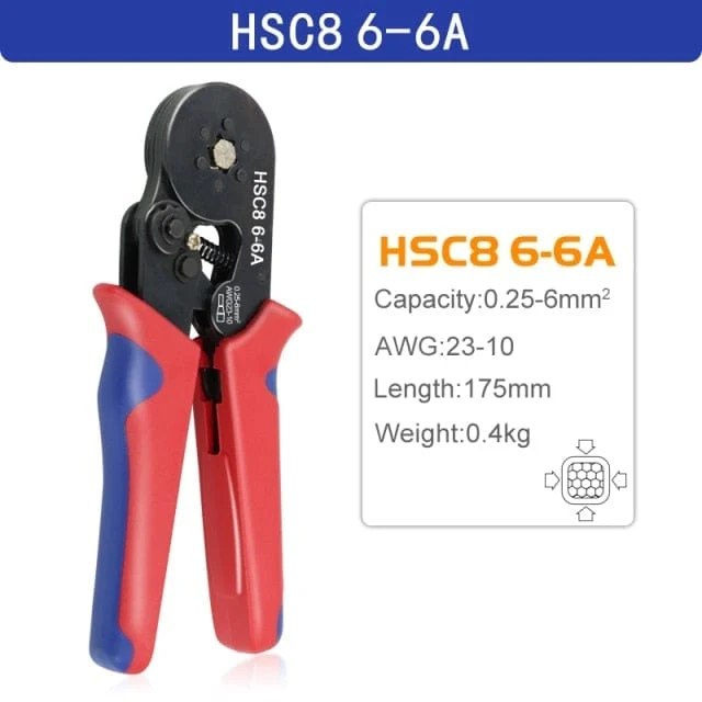 Crimpzange für Rohrkabelschuhe HSC8 6-4/6-6/16-6 (max. 0.08–16 mm²) Mini-Crimpzange für Drähte YEFYM Elektrisches Haushaltsset
