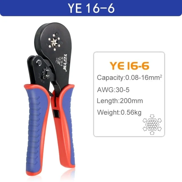 Crimpzange für Rohrkabelschuhe HSC8 6-4/6-6/16-6 (max. 0.08–16 mm²) Mini-Crimpzange für Drähte YEFYM Elektrisches Haushaltsset