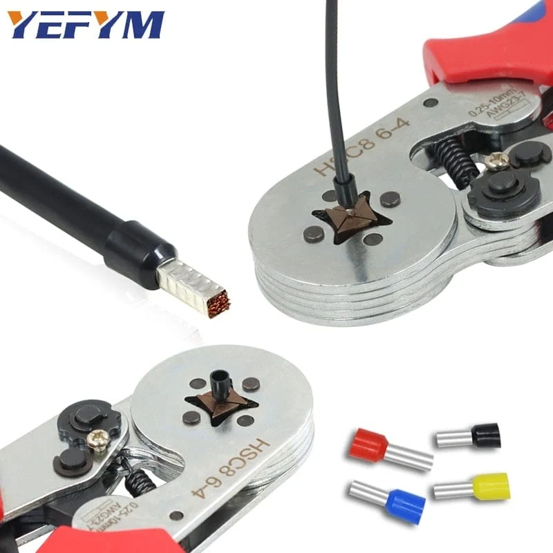 Crimpzange für Rohrkabelschuhe HSC8 6-4/6-6/16-6 (max. 0.08–16 mm²) Mini-Crimpzange für Drähte YEFYM Elektrisches Haushaltsset