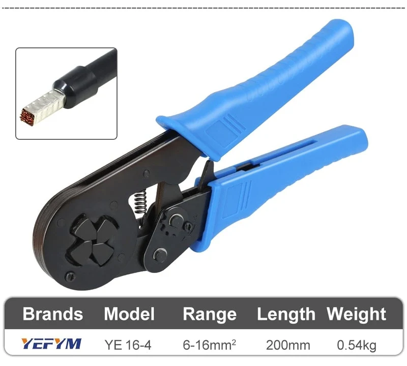 Crimpzange für Rohrkabelschuhe HSC8 6-4/6-6/16-6 (max. 0.08–16 mm²) Mini-Crimpzange für Drähte YEFYM Elektrisches Haushaltsset