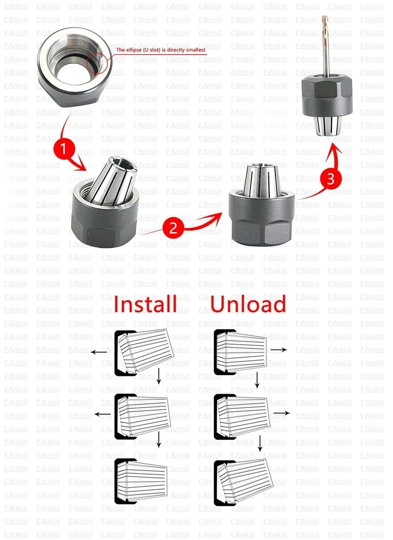C6 C8 C10 C12 C16 C20 ER8 ER11 ER16 ER20 ER25 Spannfutter Tiefe Verarbeitung Zylinderschaft Verlängerungsstange Spannzangenfutter für CNC-Fräsen