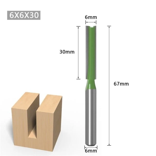 1/4 zoll 6mm Schaft Gerade Bit Fräser Einzigen Doppel Flöte Holz Fräser Wolfram Hartmetall Router Bit Holzbearbeitung Werkzeug set