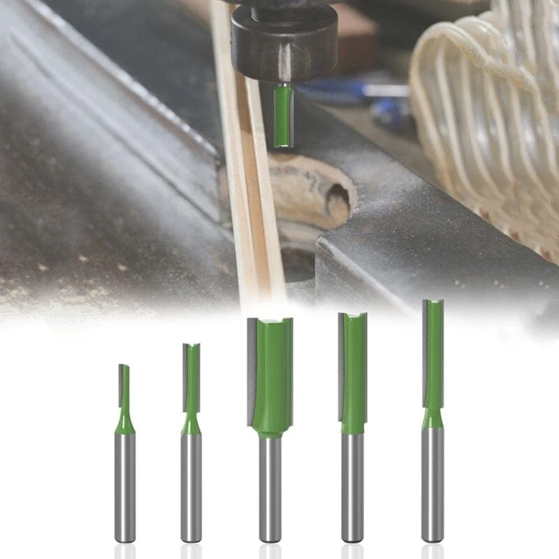 1/4 zoll 6mm Schaft Gerade Bit Fräser Einzigen Doppel Flöte Holz Fräser Wolfram Hartmetall Router Bit Holzbearbeitung Werkzeug set